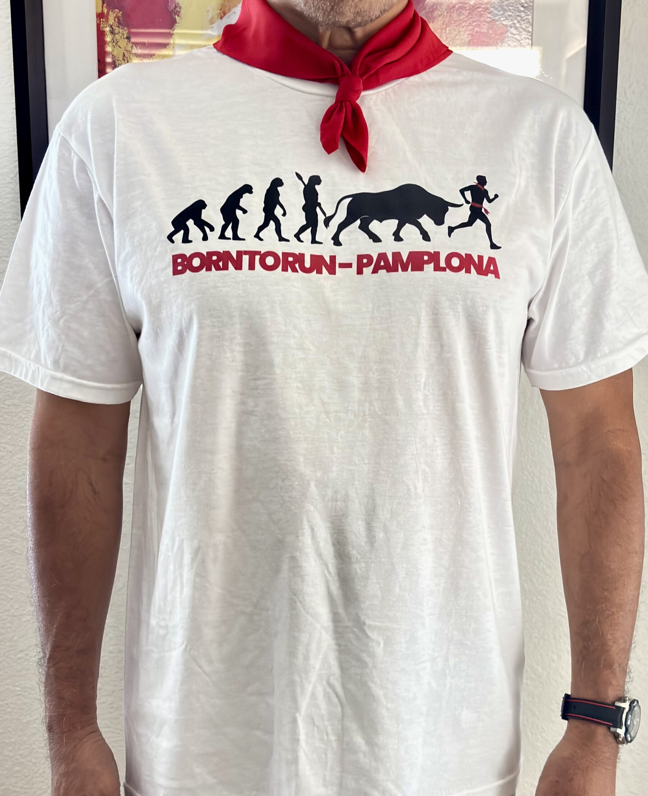 Born to Run Pamplona - Evolution of Runner – Unisex White T-shirt