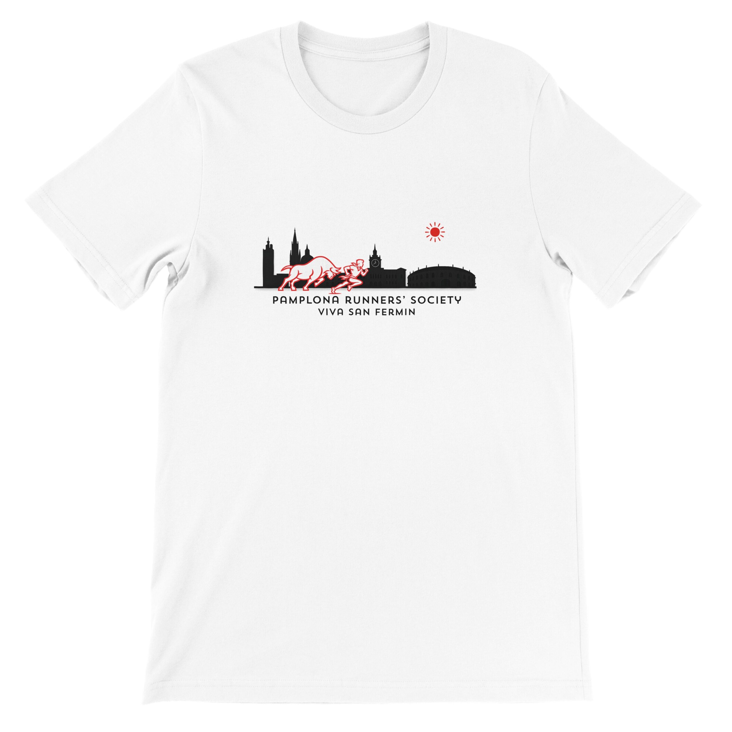 Pamplona Runners’ Society White Tee – Premium Unisex Crewneck T-shirt