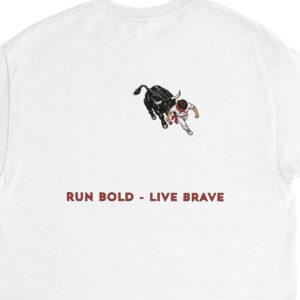 Run Bold Live Brave. Runners Society White Crewneck T-shirt